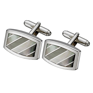 Mother of Pearl Inlaid Steel Cufflinks
